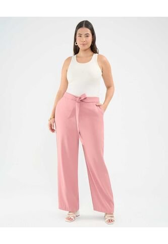 Pantalón Fluido Con Cinturón  Para Mujer Rosa Patprimo Patprimo