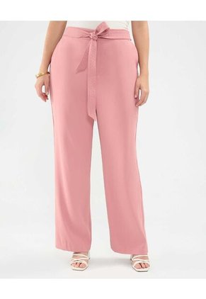 Pantalón Fluido Con Cinturón  Para Mujer Rosa Patprimo
