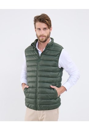 Chaleco Unicolor Acolchado  Para Hombre Verde Patprimo