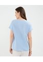 Blusa Con Doblez En Efecto Lino  Para Mujer Azul Patprimo de Patprimo