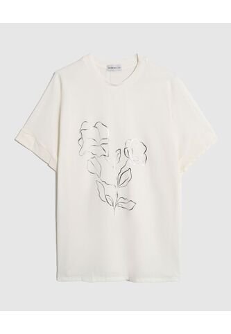 Camiseta  Para Mujer Manga Corta Cuello Redondo Color Crema Marca Patprimo #14091454 Patprimo