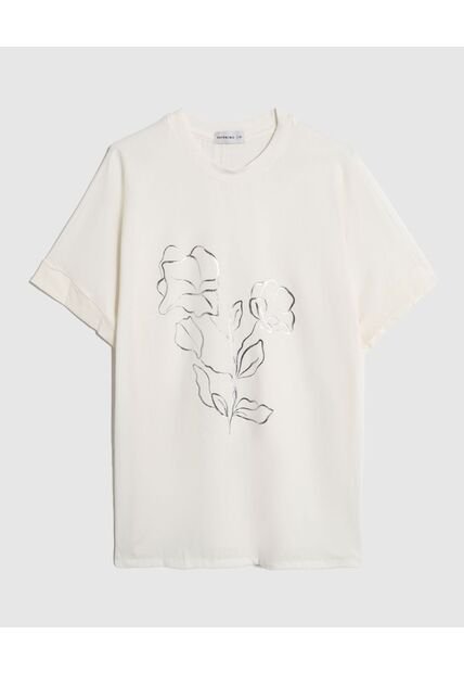 Camiseta  Para Mujer Manga Corta Cuello Redondo Color Crema Marca Patprimo #14091454