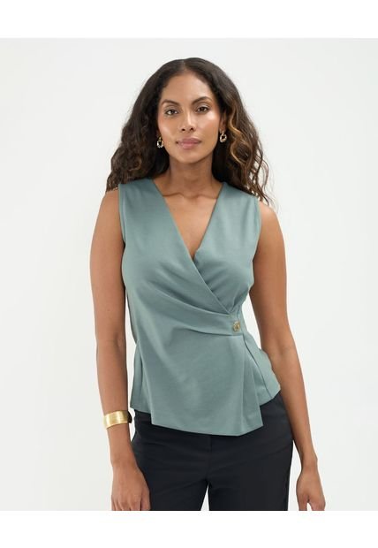 Camiseta Para Mujer Manga Sisa Cuello V Color Verde Marca Patprimo #30093689