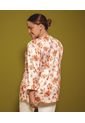 Blusa Estampada Con Manga 3/4  Para Mujer Blanco Patprimo de Patprimo