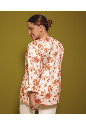 Blusa Estampada Con Manga 3/4  Para Mujer Blanco Patprimo