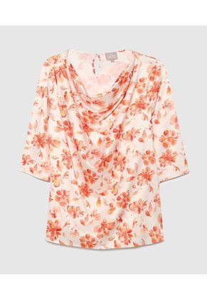 Blusa Estampada Con Manga 3/4  Para Mujer Blanco Patprimo