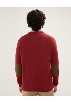 Saco Tejido Con Parches  Para Hombre Vino Patprimo