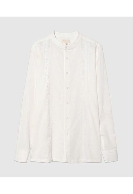 Camisa Guayabera Para Hombre Manga Larga Sin Bolsillo Color Blanco Marca Patprimo #44030371