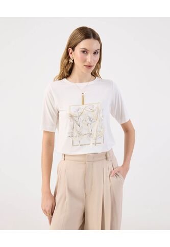 Camiseta  Para Mujer Manga Corta Cuello Redondo Color Blanco Marca Patprimo #30093902 Patprimo