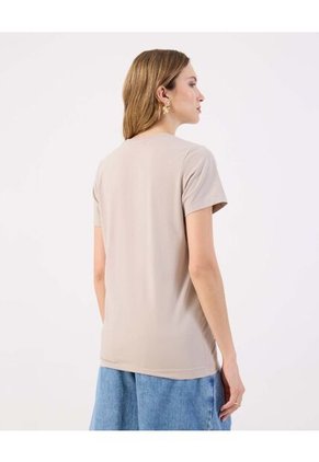 Camiseta  Para Mujer Manga Corta Cuello Redondo Color Beige Marca Patprimo #30093882