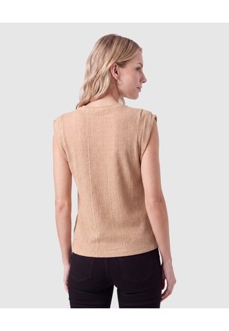 Camiseta Texturizada Sin Mangas Para Mujer  Para Mujer Café Patprimo Patprimo