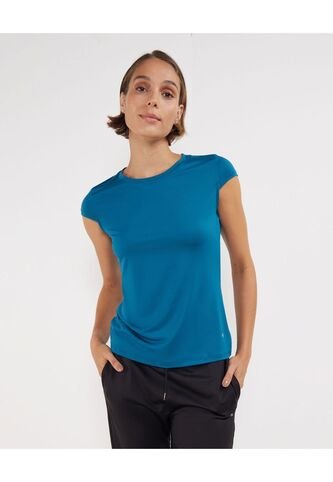 Camiseta Mc Cuello Redondo Manga Casquito  Para Mujer Azul Patprimo Patprimo