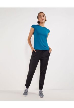 Camiseta Mc Cuello Redondo Manga Casquito  Para Mujer Azul Patprimo