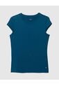 Camiseta Mc Cuello Redondo Manga Casquito  Para Mujer Azul Patprimo de Patprimo