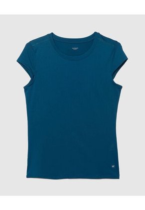 Camiseta Mc Cuello Redondo Manga Casquito  Para Mujer Azul Patprimo