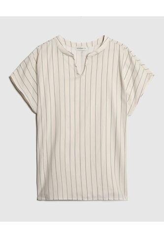 Blusa A Rayas Cuello Mao  Para Mujer Crema Patprimo Patprimo