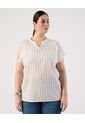 Blusa A Rayas Cuello Mao  Para Mujer Crema Patprimo de Patprimo
