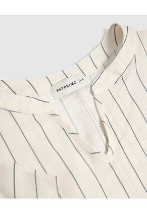 Blusa A Rayas Cuello Mao  Para Mujer Crema Patprimo