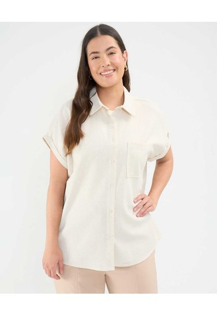 Camisa En Efecto Lino  Para Mujer Café Patprimo