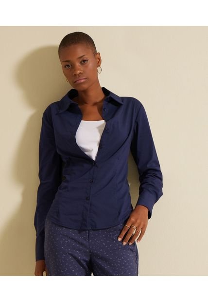 Camisa Para Mujer Manga Larga Color Azul Oscuro Marca Patprimo #30010513