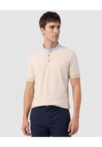 Polo  Para Hombre Cuello Mao Sin Bolsillo Color Beige Marca Patprimo #44112812 Patprimo