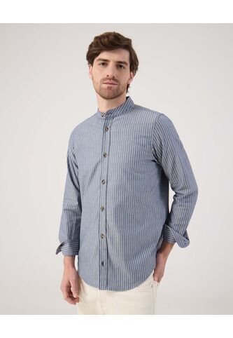 Camisa Para Hombre Manga Larga Sin Bolsillo Cuello Neru Color Azul Marca Patprimo #44013169 Patprimo