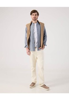 Camisa Para Hombre Manga Larga Sin Bolsillo Cuello Neru Color Azul Marca Patprimo #44013169