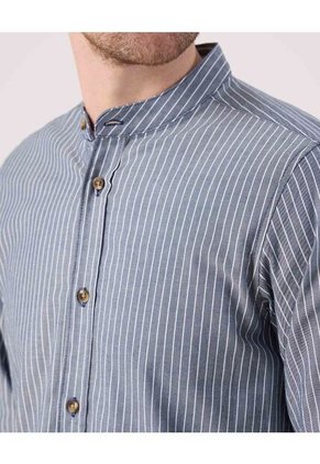 Camisa Para Hombre Manga Larga Sin Bolsillo Cuello Neru Color Azul Marca Patprimo #44013169