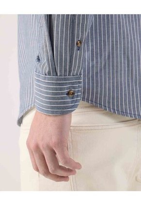 Camisa Para Hombre Manga Larga Sin Bolsillo Cuello Neru Color Azul Marca Patprimo #44013169