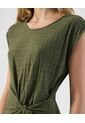 Vestido  Midi Textura Nudo Frontal Elegante  Para Mujer Verde Patprimo de Patprimo