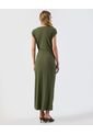 Vestido  Midi Textura Nudo Frontal Elegante  Para Mujer Verde Patprimo de Patprimo