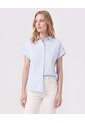 Camisa De Mujer Con Manga Corta Doblada  Para Mujer Azul Patprimo de Patprimo