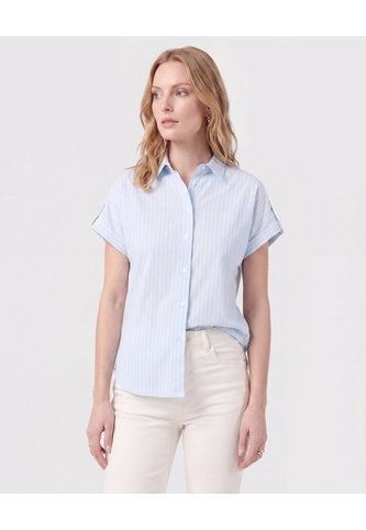Camisa De Mujer Con Manga Corta Doblada  Para Mujer Azul Patprimo Patprimo