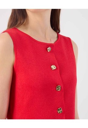 Chaleco  Para Mujer Tejido Color Rojo Marca Patprimo #30250046
