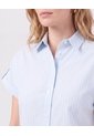 Camisa De Mujer Con Manga Corta Doblada  Para Mujer Azul Patprimo de Patprimo