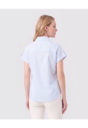 Camisa De Mujer Con Manga Corta Doblada  Para Mujer Azul Patprimo