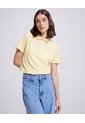 Polo Estampada Manga Corta Con Cuello Tejido Sin Bolsillo  Para Mujer Amarillo Patprimo de Patprimo