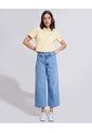 Polo Estampada Manga Corta Con Cuello Tejido Sin Bolsillo  Para Mujer Amarillo Patprimo de Patprimo