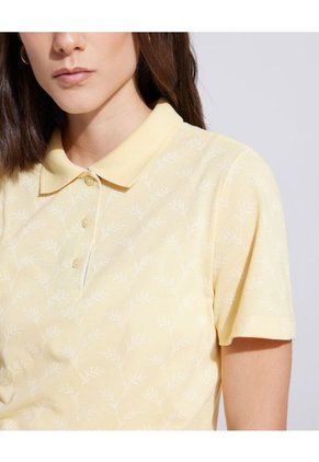Polo Estampada Manga Corta Con Cuello Tejido Sin Bolsillo  Para Mujer Amarillo Patprimo