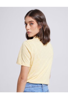 Polo Estampada Manga Corta Con Cuello Tejido Sin Bolsillo  Para Mujer Amarillo Patprimo