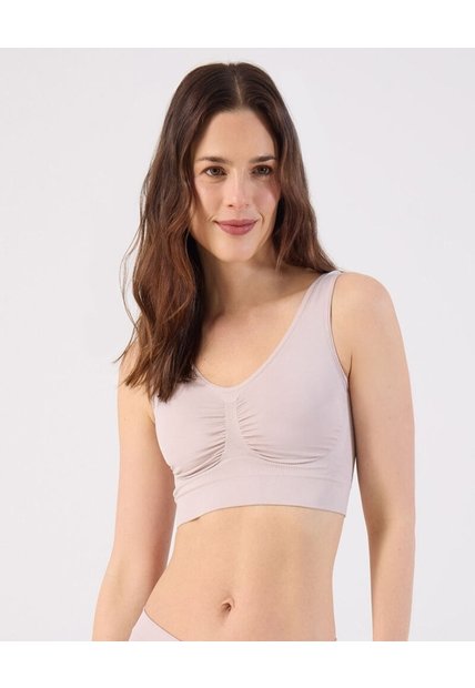 Top Top Seamless Clásico Con Copa Removible  Para Mujer Beige Patprimo