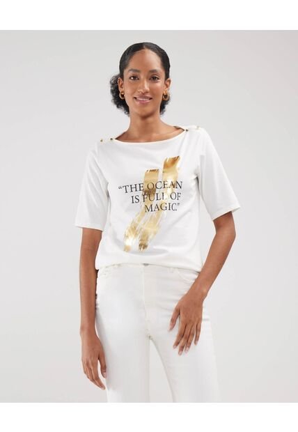 Camiseta Para Mujer Manga Corta Color Marfil Marca Patprimo #30093499