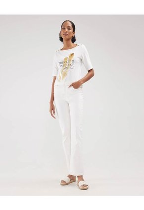 Camiseta Para Mujer Manga Corta Color Marfil Marca Patprimo #30093499