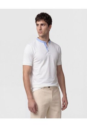 Polo Para Hombre Cuello Mao Sin Bolsillo Color Blanco Marca Patprimo #44112812