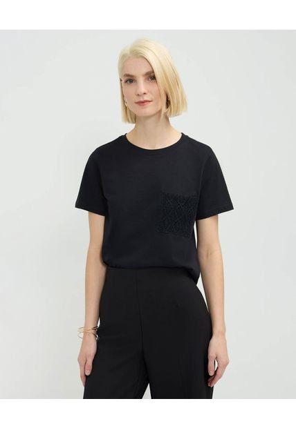 Camiseta Para Mujer Manga Corta Cuello Redondo Color Negro Marca Patprimo #30093631