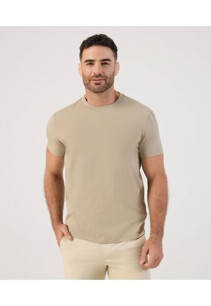 Camiseta Básica Cuello Redondo   Para Hombre Beige Patprimo