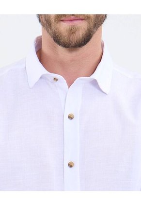 Camisa Manga Larga Con Charretera  Para Hombre Blanco Patprimo