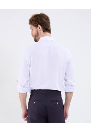 Camisa Manga Larga Con Charretera  Para Hombre Blanco Patprimo