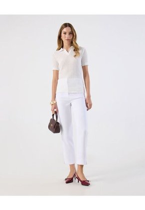 Pantalón Básico Formal Ajuste Tobillero   Para Mujer Blanco Patprimo