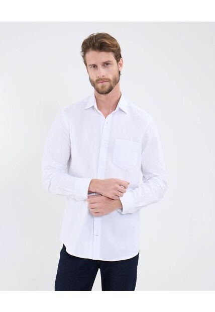 Camisa Para Hombre Manga Larga Con Bolsillo Cuello Italiano Color Blanco Marca Patprimo #44013145